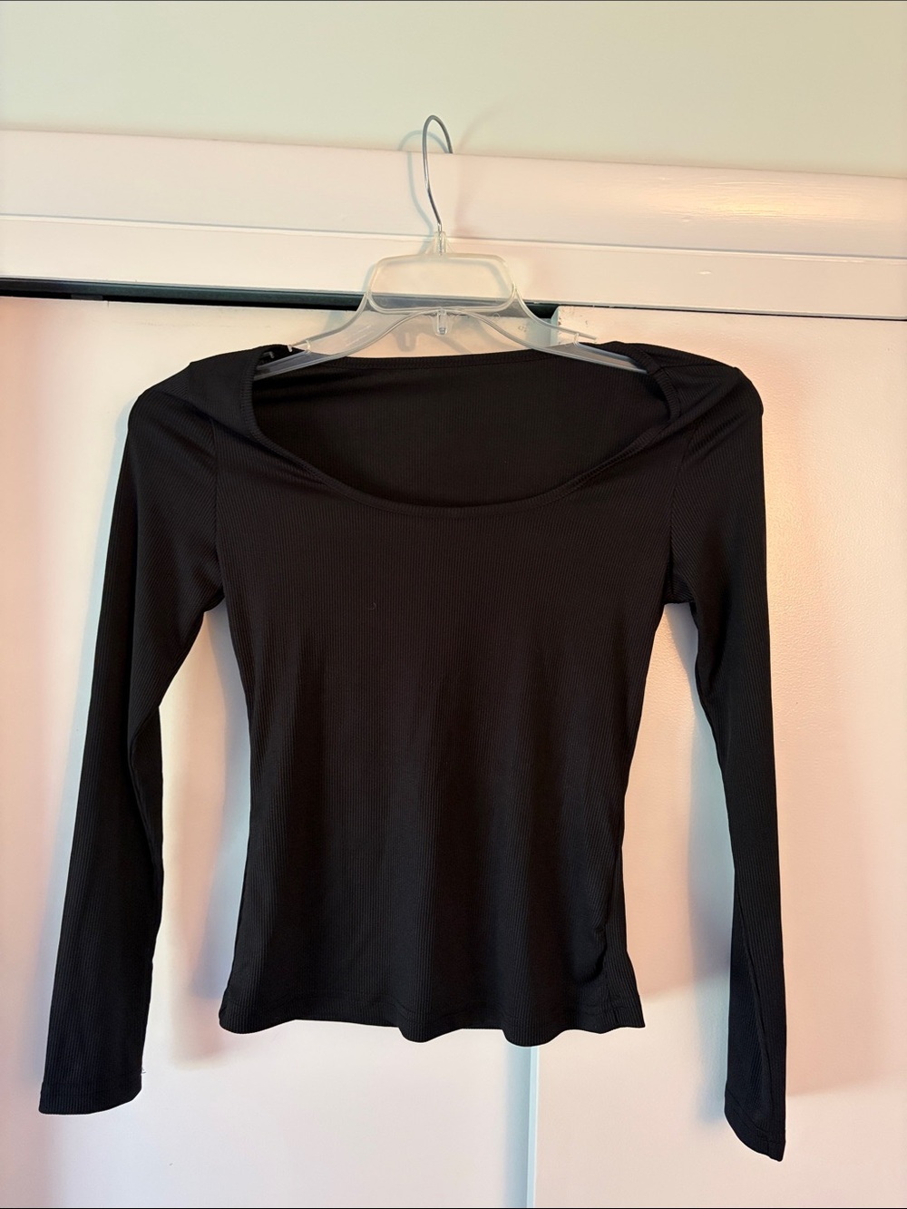 Black Long-Sleeve Scoop Neck Women's Top